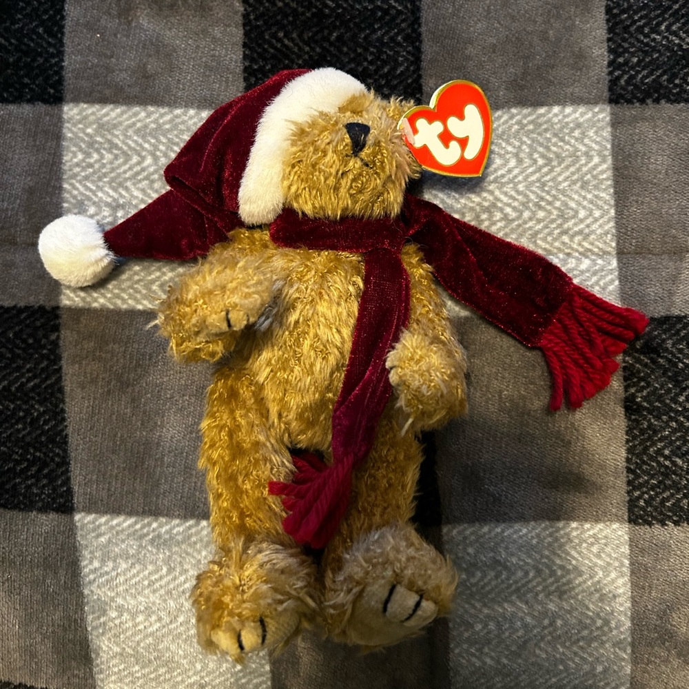 Vintage Ty Festive Bear with Red and White Accessories